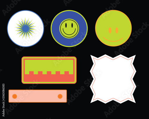 Sticker pack template groovy elements
