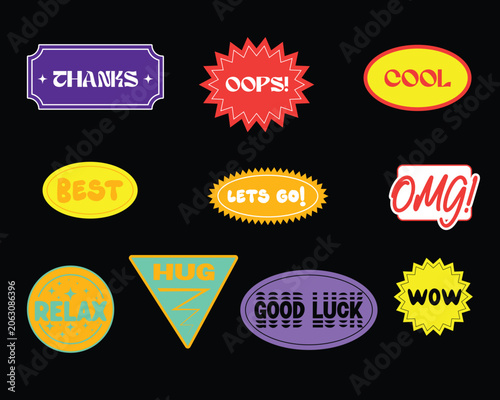 Sticker pack template groovy elements