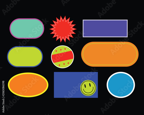 Sticker pack template groovy elements