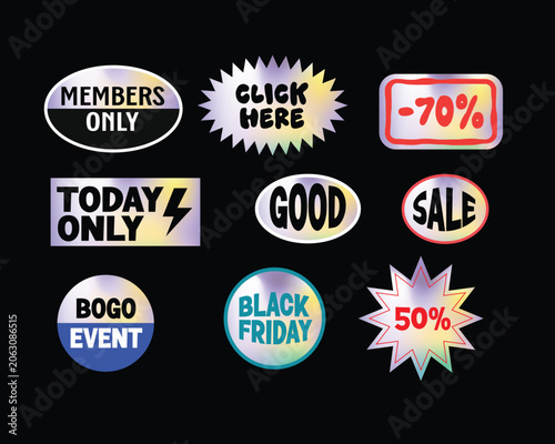 Sticker pack template groovy elements