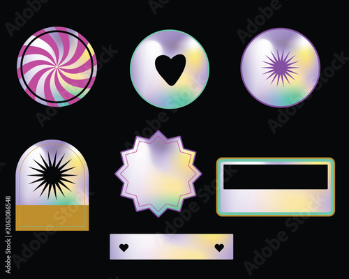 Sticker pack template groovy elements