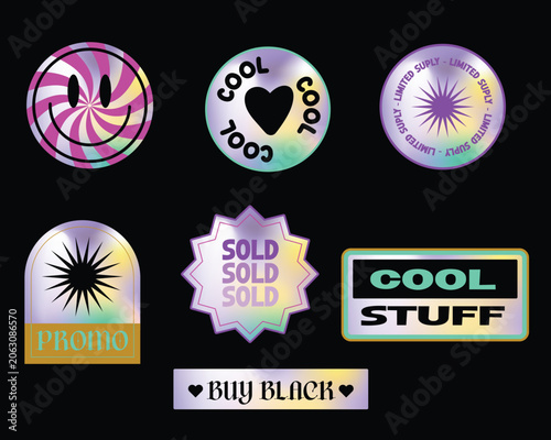 Sticker pack template groovy elements