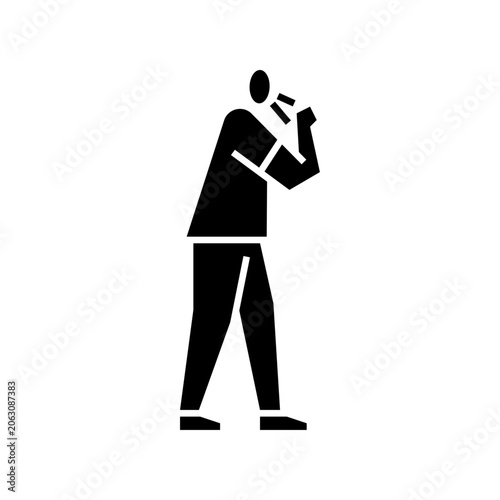 Cough glyph icon. A man Cough illustration.