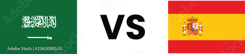 Cuadro en lienzo Saudi arabia versus spain national flags comparison graphic for sports or politi