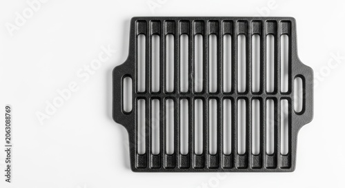 Black cast iron grill cooking grate.