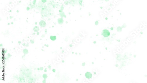 Light mint green watercolor splash dots pattern. Minimalist abstract watercolor texture featuring scattered pale mint green dots and splashes on a pure white background

