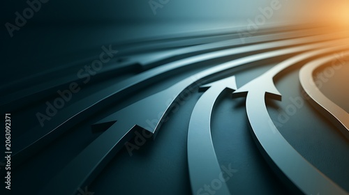 Abstract background with metallic arrows pointing forward