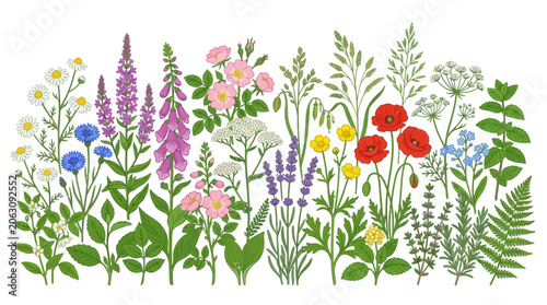 Diverse Wildflower Meadow Collection - Botanical Illustration