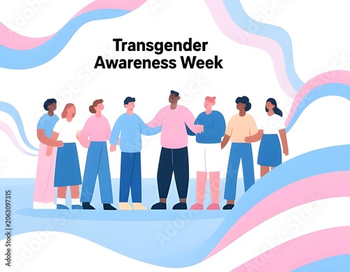 Inclusive Community Illustration for Transgender Awareness Week Campaign
