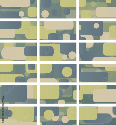 Abstract geometric pattern with rectangles and circles.