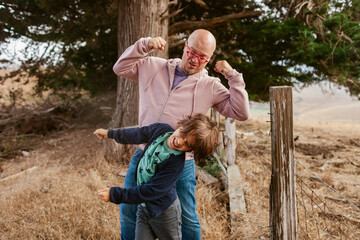 Father Son Play Outdoors