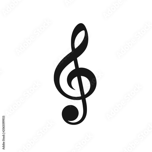 Musical treble clef symbol in black on a white background