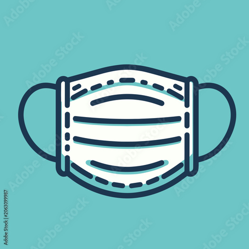 Medical face mask on a light blue background for health and safety awareness
