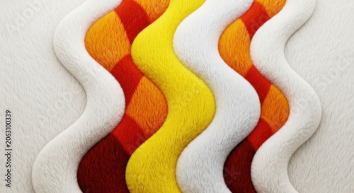 Colorful wavy lines pattern with white yellow orange red and maroon hues on white textured background