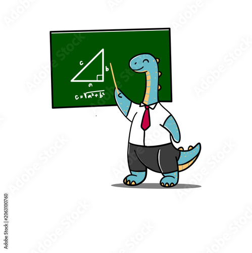 Dyno Teaching  of math doodle vector illustrtions