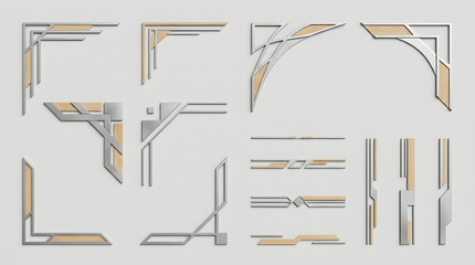 Minimalist corner flourishes and decorative line art elements on white background