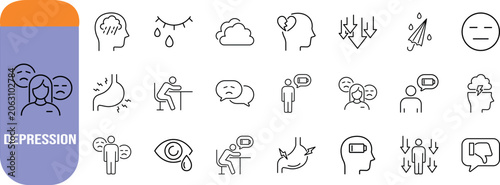 Bild auf Leinwand Mental health depression vector icons