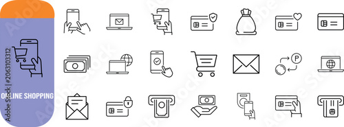 Canvas-taulu Online shopping payment vector icons