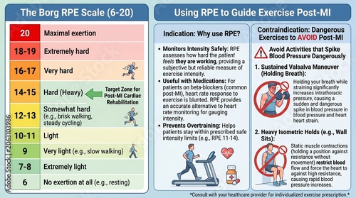 Borg RPE Scale Chart for Guiding Exercise Intensity and Monitoring Heart Rate