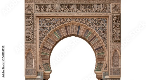 Intricate Islamic Archway Entrance with Arabic Calligraphy and Geometric Patterns