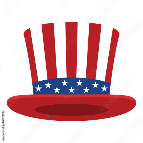 Patriotic American Uncle Sam Hat Fourth Of July Independence Day Vector Graphic Element EPS