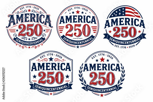 Assorted america 250 semiquincentennial and seals emblems