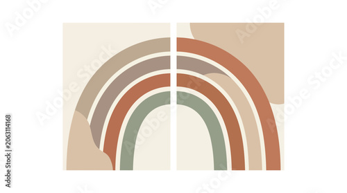 Boho Rainbow Art Print, Mid Century Modern Nursery Decor, Abstract Geometric Wall Art
