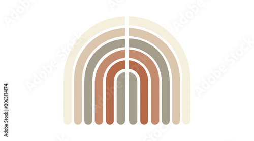 Boho Rainbow Arch, Neutral Tones, Minimalist, Abstract Graphic Design