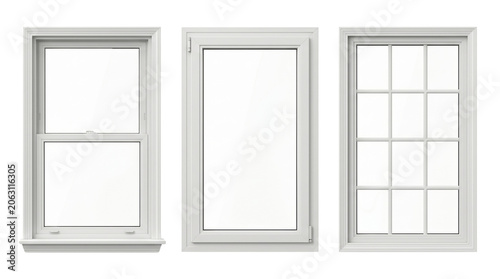 Canvastavla Three types of white modern window frames, isolated on transparent background