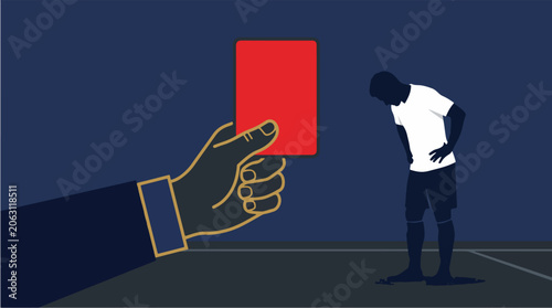 Canvas-taulu Soccer Referee Showing Red Card to Player During Match Booking Decision Vector I