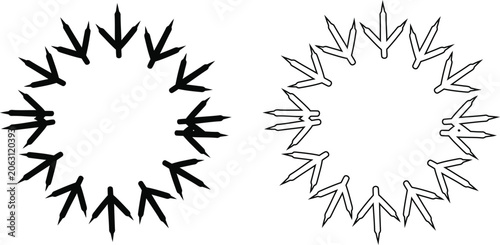 Quadro su tela Bird silhouette circle wreath positive and negative space