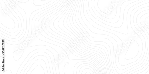 Abstract topographic contour line pattern on light gray background with smooth elevation curves, minimal terrain map texture for modern branding and technology design.