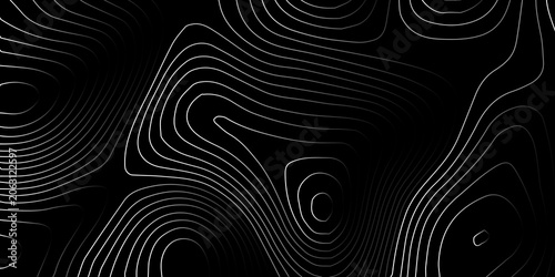 Tableau sur toile Monochrome topographic map contour lines abstract background with topography abs