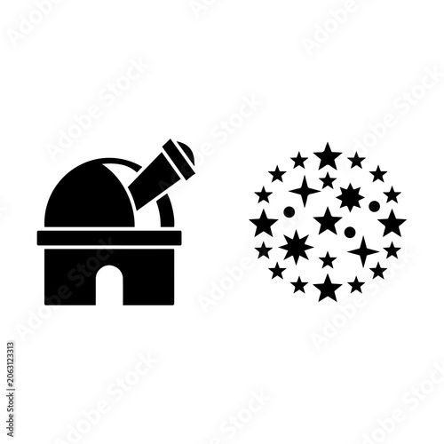 Space observatory and starry galaxy icon with observatory telescope astronomy