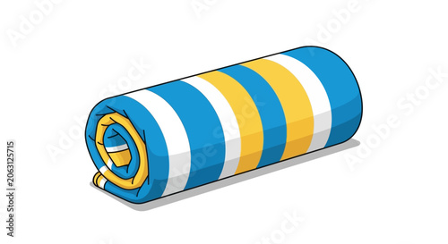 Rolled striped beach towel