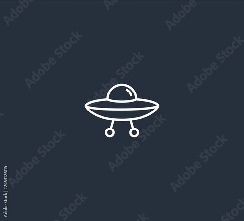 Obraz na płótnie UFO flying saucer icon flat line design alien spaceship symbol