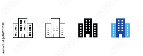 Konstfotografi Office building icon, corporate headquarters symbol for business enterprise, organization, urban commercial real estate and company design