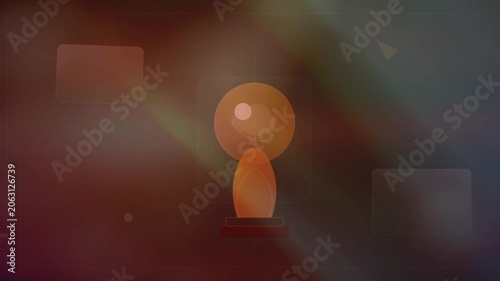 Abstract minimalist trophy icon animation with shifting gradient background