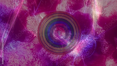 Abstract purple background with rotating concentric circles and light
