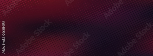 Abstract dark red mesh gradient background banner with halftone dot pattern, moody deep burgundy crimson black blurred texture pop art backdrop vector