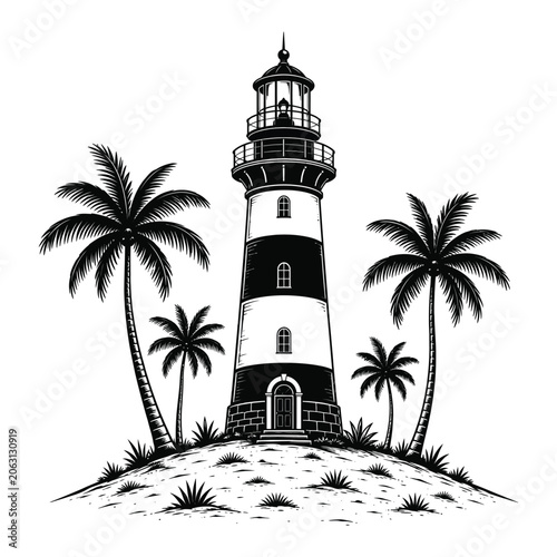 Lighthouse on a tropical isle