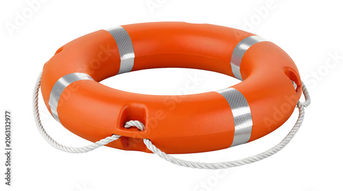 Фотография Lifebuoy featuring bright orange rescue flotation ring with safety rope PNG isol