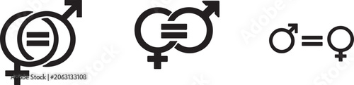 Fotografie Gender equality symbols vector illustration, male and female equality icon set, gender balance silhouette signs, social rights concept, EPS vector graphic