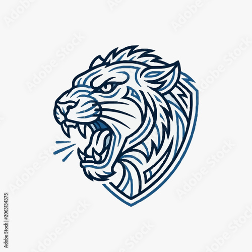 Foto Fierce Tiger Head Emblem Roaring Aggressively.