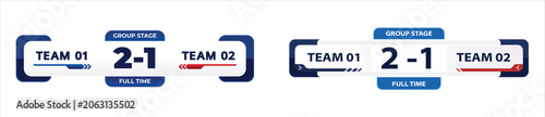 Foto Sports Scoreboard Label Set with Team Names, Group Stage Results and Halftime Sc