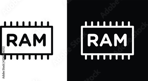 Schilderij op canvas Memory icon set in black and white colors