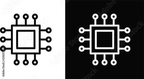 Bild auf Leinwand Microchip icon set in black and white colors