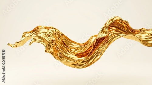 Elegant Liquid Gold Flowing Wave Abstract Background with Shiny Metallic Fluid Motion Texture for Luxury Design Projects