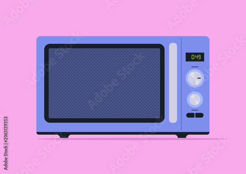 Tableau sur toile A microwave oven with tumblers and buttons, a kitchenware appliance