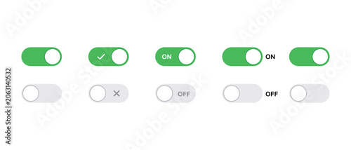 Toggle Switch UI Elements Set with On Off Controls and Mobile App Interface Vector